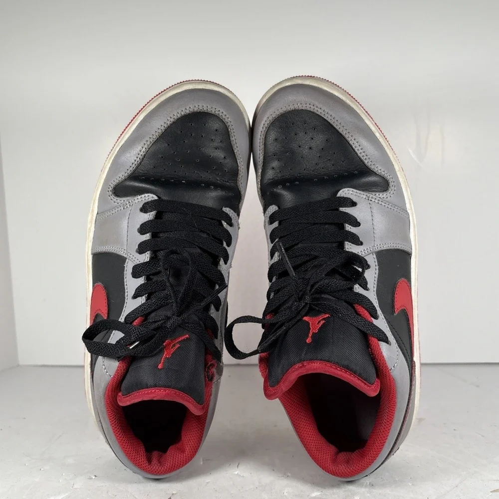 Size 8 Nike Air Jordan 1 Low Black Light Smoke Grey Gym Red‎ 553558-060